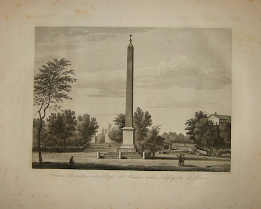 Balzar Giovanni Battista (1777 ca. - 1831) Veduta Prospettica della Piazza del Obelisco nella Passeggiata al Pincio 1829 Roma